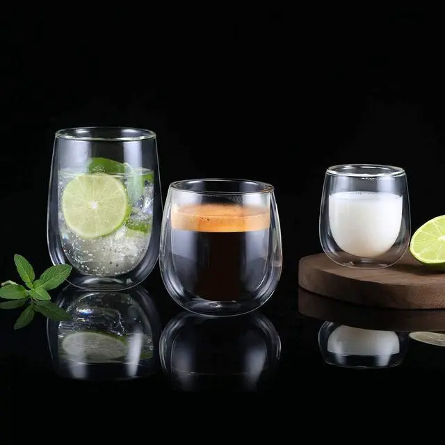 Alt view image 5 of 7 - glastal Espresso Cups 4 oz Double Walled Glasses Coffee Mugs Set of 2 | Borosilicate Glass, German Quality, 120 ml (full capacity) Double Wall Glass Espresso Cups, Small Coffee Shot Cups