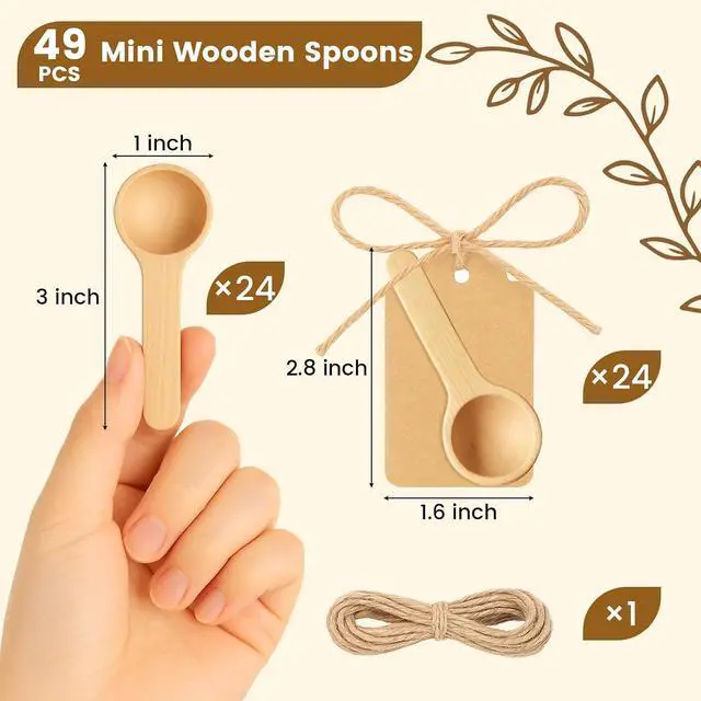 Alt view image 2 of 6 - HANSGO 24PCS Mini Wooden Spoons, 3 Inches Small Bath Salt Spoon Wooden Little Teaspoons for Sugar Scrub Jars Spice Condiments Jam