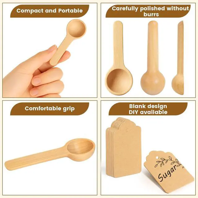 Alt view image 3 of 6 - HANSGO 24PCS Mini Wooden Spoons, 3 Inches Small Bath Salt Spoon Wooden Little Teaspoons for Sugar Scrub Jars Spice Condiments Jam