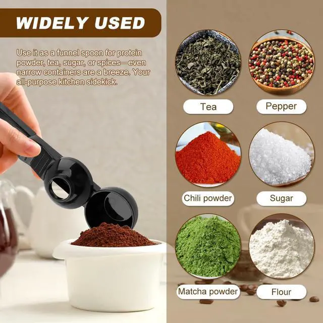 Alt view image 3 of 7 - Coffee Scoop & Funnel for K-Cups Reusable, Coffee Spoon with Slide Scoop Measuring Scoo p with Funnel for Filling Water Bottles for Ground Coffe e Protein Powder without Spilling (black2)