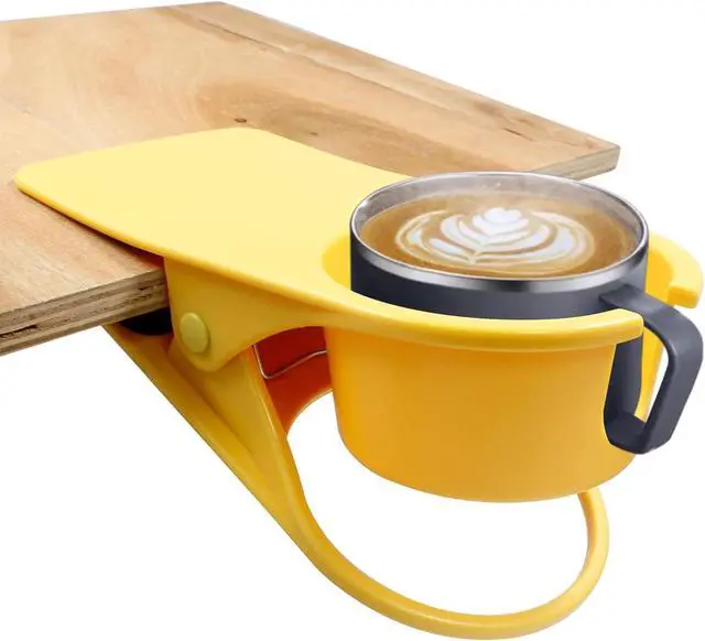 Main image of Jiozermi Drinking Cup Holder Clip, Desk Drink Holder with Clip,Yellow | Desk Drink Holder, Adirondack Chair Compatible, For Water Beverage Soda Coffee Mug