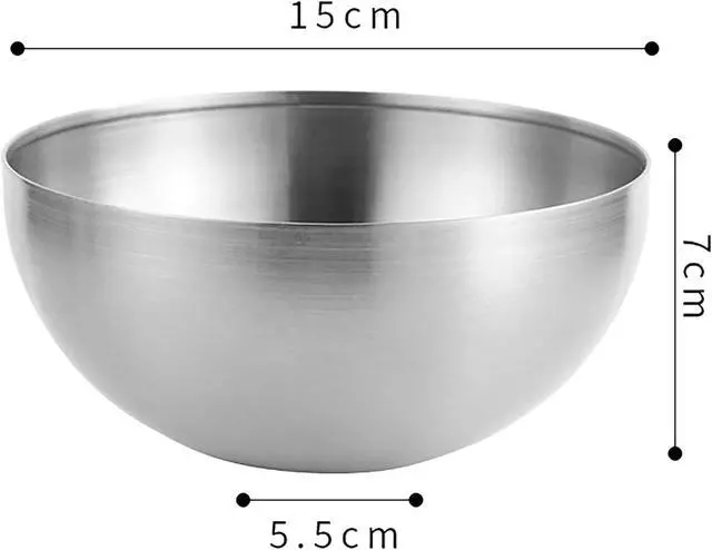 Alt view image 2 of 4 - Stainless Steel Salad Bowl, 720 Ml (0.2 Gal) Food Grade Bowl for Salads, Soup, Rice, Cereal, Breakfast, Dinner, Serving and Oatmeal at Home and Outdoors (1, 15 cm)
