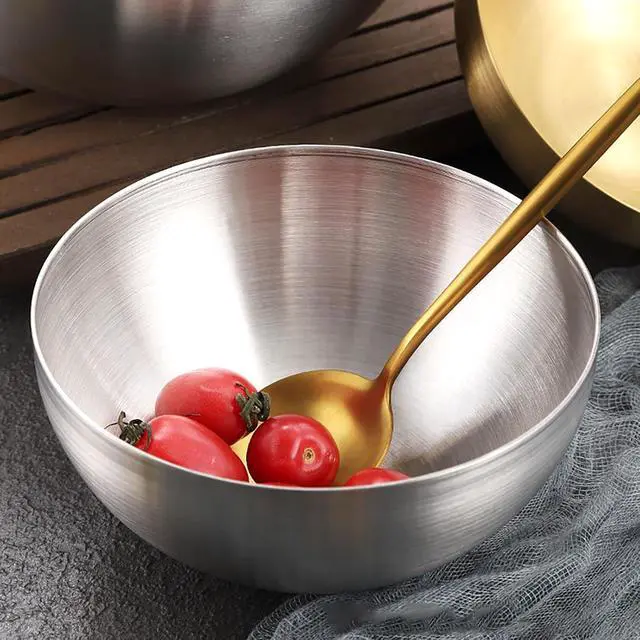 Alt view image 3 of 4 - Stainless Steel Salad Bowl, 720 Ml (0.2 Gal) Food Grade Bowl for Salads, Soup, Rice, Cereal, Breakfast, Dinner, Serving and Oatmeal at Home and Outdoors (1, 15 cm)