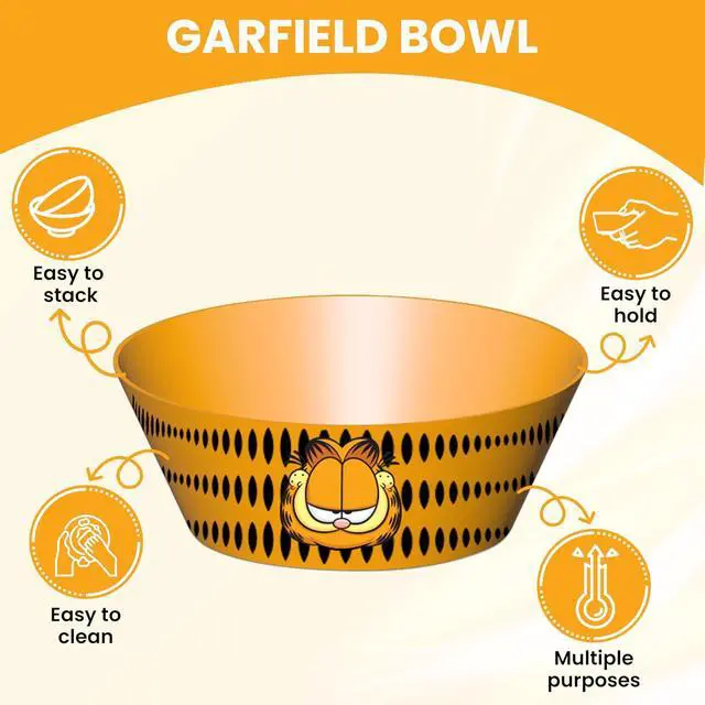 Alt view image 4 of 7 - Surreal Entertainment Garfield Bowl | Garfield Collectible | Funny Cat Bowl | Garfields Memorabilia | Garfields Gifts Party Supplies | Multi-Purpose Snack Bowls | Orange | 6" Wide