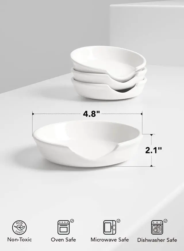Alt view image 6 of 7 - LE TAUCI Ceramic Spoon Rest, 4.8 Inch Spoon Rest for Stove Top, Spoon Holder for Kitchen Counter, Coffee Spoon rest, Utensil Rest for Cooking, True White
