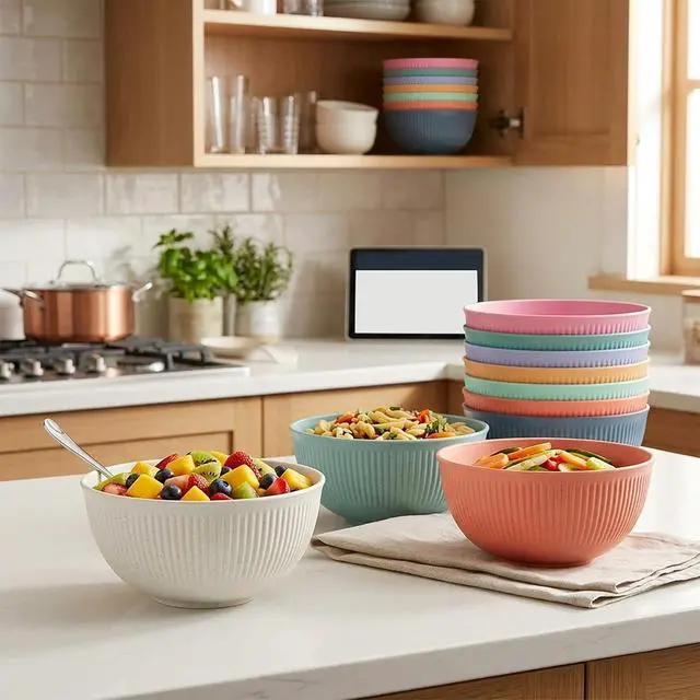 Alt view image 4 of 7 - 8PCS Cereal Bowl, Unbreakable 24 OZ Wheat Straw Cereal Bowls, Kitchen Bowls for Ramen, Cereal, Snack, Soup, Salad and Rice, Microwave & Dishwasher Safe (Set of 8)