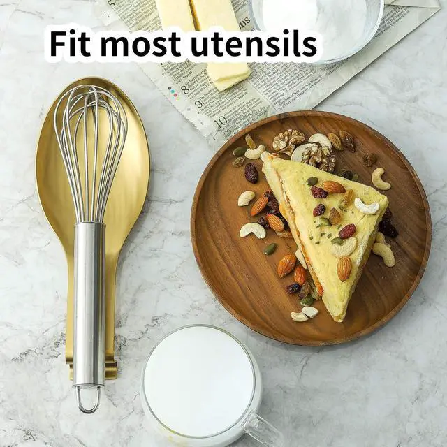 Alt view image 4 of 7 - BETTWILLGold Spoon Rest for Kitchen Counter, Stainless Steel Spoon Holder for Stove Top, Spatula Ladle Spoon Utensils Holder, Gold Kitchen Accessories, Gold Cooking Utensiles.