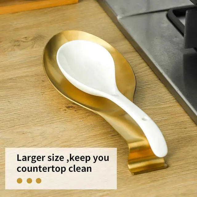Alt view image 5 of 7 - BETTWILLGold Spoon Rest for Kitchen Counter, Stainless Steel Spoon Holder for Stove Top, Spatula Ladle Spoon Utensils Holder, Gold Kitchen Accessories, Gold Cooking Utensiles.