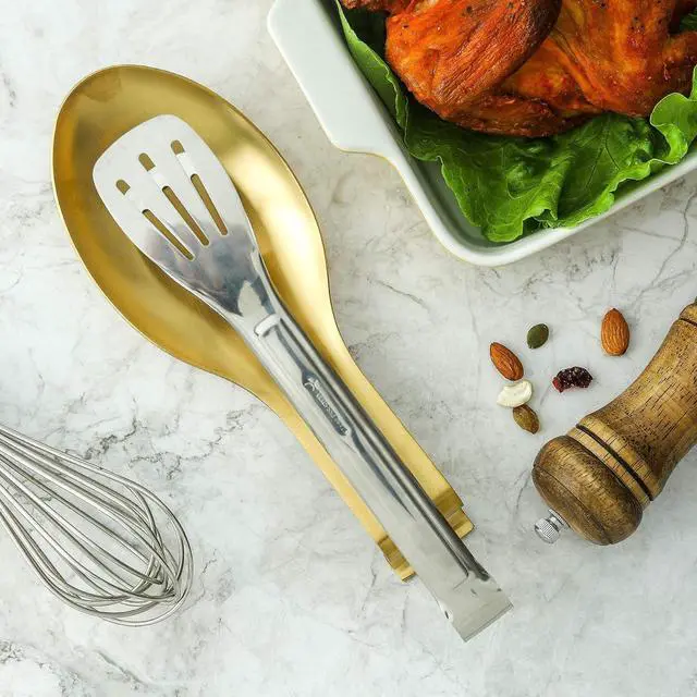 Alt view image 6 of 7 - BETTWILLGold Spoon Rest for Kitchen Counter, Stainless Steel Spoon Holder for Stove Top, Spatula Ladle Spoon Utensils Holder, Gold Kitchen Accessories, Gold Cooking Utensiles.