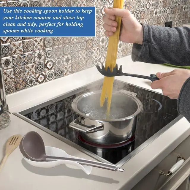 Alt view image 4 of 7 - Kyraton Spoon Rest 2 Pack, Plastic Spoon Holder For Kitchen Counter, Kitchen Utensil Rack For Spoons, Tongs, Spatulas, Spoon Rack For Hob, Dishwasher Safe