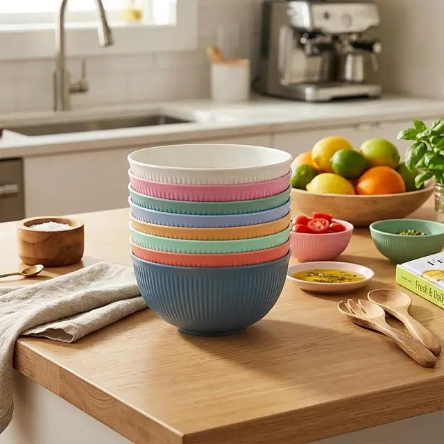 Alt view image 5 of 7 - 8PCS Cereal Bowl, Unbreakable 24 OZ Wheat Straw Cereal Bowls, Kitchen Bowls for Ramen, Cereal, Snack, Soup, Salad and Rice, Microwave & Dishwasher Safe (Set of 8)