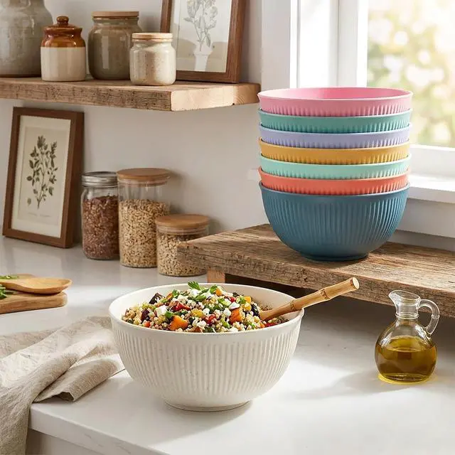 Alt view image 7 of 7 - 8PCS Cereal Bowl, Unbreakable 24 OZ Wheat Straw Cereal Bowls, Kitchen Bowls for Ramen, Cereal, Snack, Soup, Salad and Rice, Microwave & Dishwasher Safe (Set of 8)