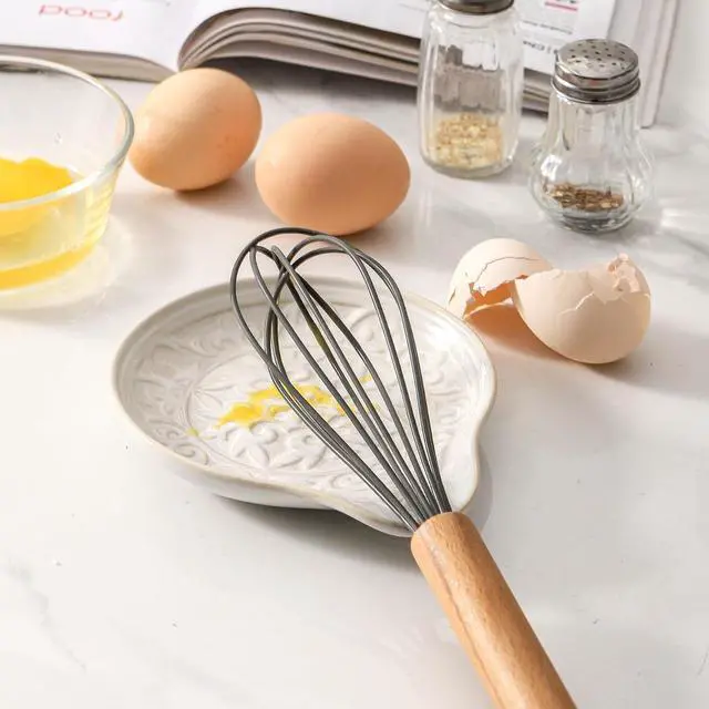 Alt view image 3 of 7 - Farmhouse Ceramic Spoon Rests Holder for Kitchen Counter Stove Top (White-A4)