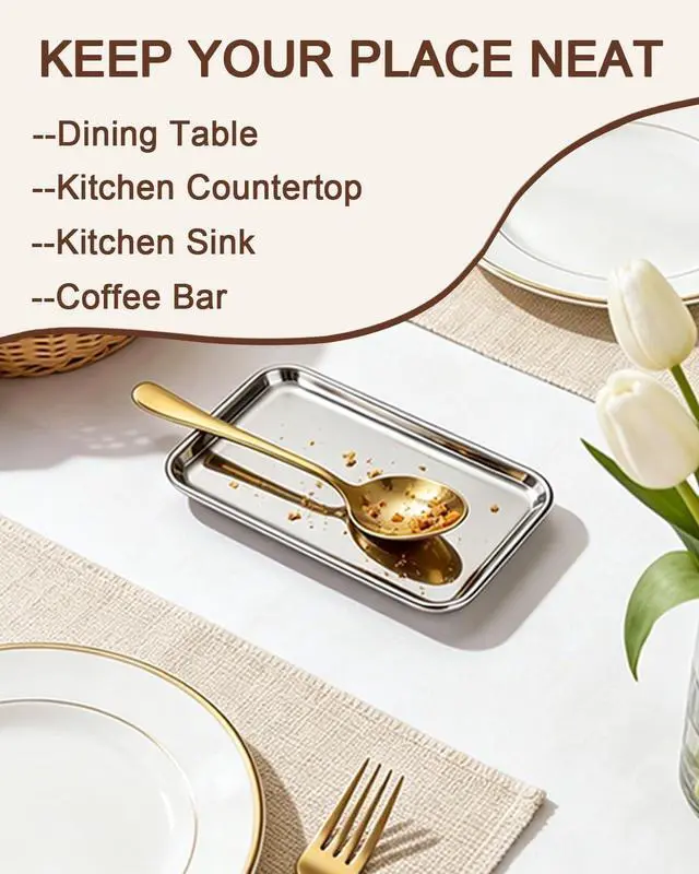 Alt view image 5 of 7 - 2 Pack Spoon Rest for Stove Top Kitchen Counter Stainless Steel Spoon Rest Coffee Spoon Holder Ladle Cooking Spatula Rest Heat-Resistant Drip Tray Dishwasher Safe Home Cooks Gifts 7.08in. x3.93in.