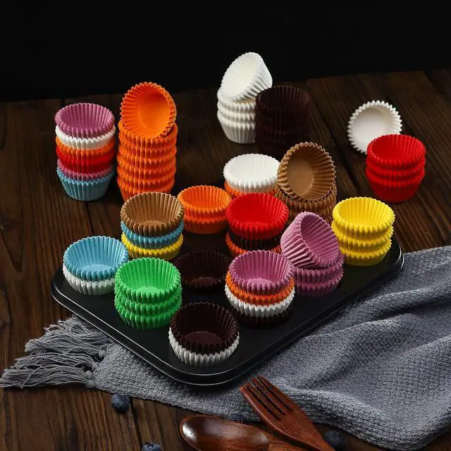Alt view image 6 of 7 - Bake Choice 400pcs Rainbow cupcake liners, mini Christmas muffin liners | Food Grade,non stick,greaseproof Parchemen Paper, Cupcake Liners for Christmas Decorations