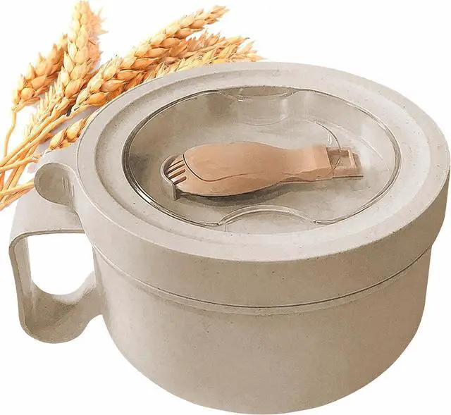 Main image of Microwave Soup Mugs with Lids,28.7oz Microwave Ramen Bowl with Lid,Improved Easy-Grip Design for On-the-Go - Holds Soup, Rice, Cereal & More - BPA-Free(Beige)