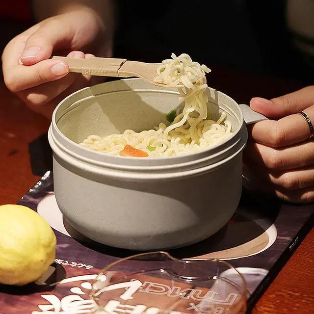 Alt view image 2 of 6 - Microwave Soup Mugs with Lids,28.7oz Microwave Ramen Bowl with Lid,Improved Easy-Grip Design for On-the-Go - Holds Soup, Rice, Cereal & More - BPA-Free(Beige)
