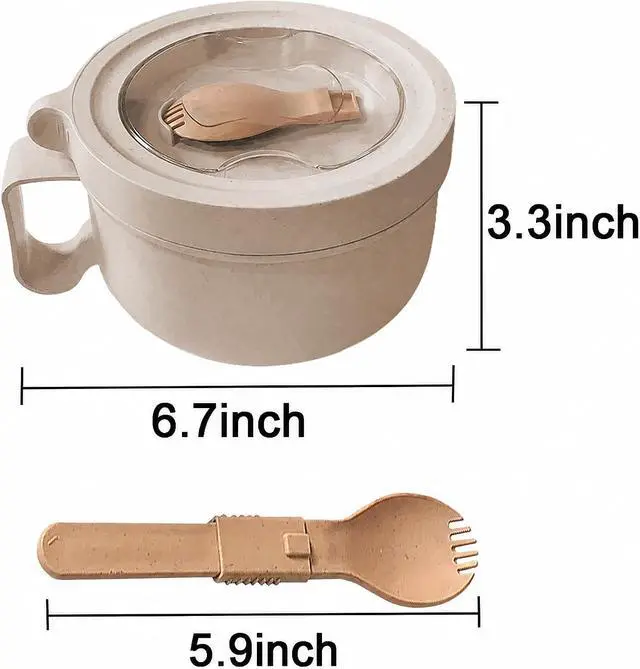 Alt view image 3 of 6 - Microwave Soup Mugs with Lids,28.7oz Microwave Ramen Bowl with Lid,Improved Easy-Grip Design for On-the-Go - Holds Soup, Rice, Cereal & More - BPA-Free(Beige)