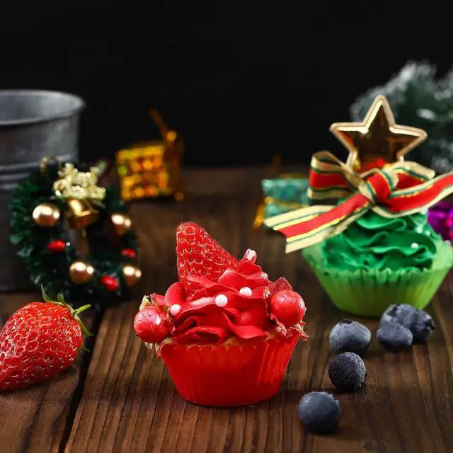 Alt view image 7 of 7 - Bake Choice 400pcs Rainbow cupcake liners, mini Christmas muffin liners | Food Grade,non stick,greaseproof Parchemen Paper, Cupcake Liners for Christmas Decorations