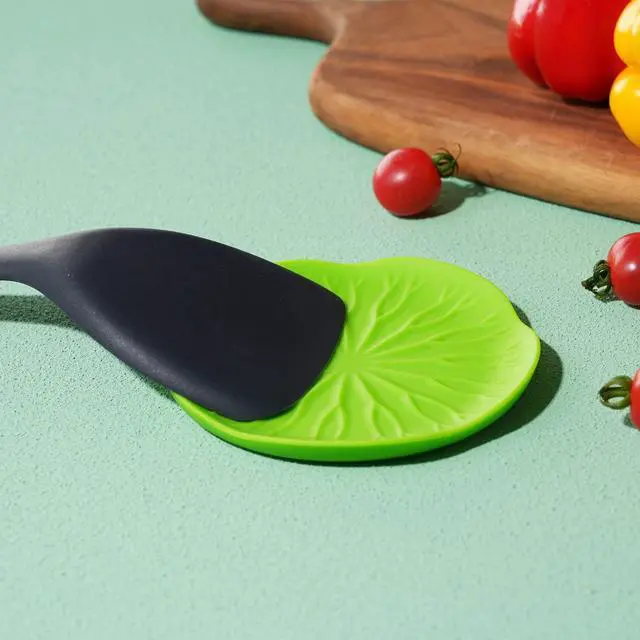 Alt view image 4 of 7 - KITCHENDAO Silicone Spoon Rest - Green, Floral Pattern - 5.9 x 4.9 Inches - Dishwasher Safe, BPA Free for Women - 1 Pack With Color Box