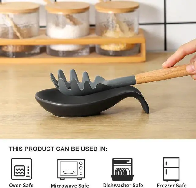 Alt view image 4 of 7 - Nihow Ceramic Spoon Rest for Stove Top/Kitchen Counter,Black | Spoon Holder,Heat Resistant, Dishwasher Safe, Easy Clean,Countertop/Cooking