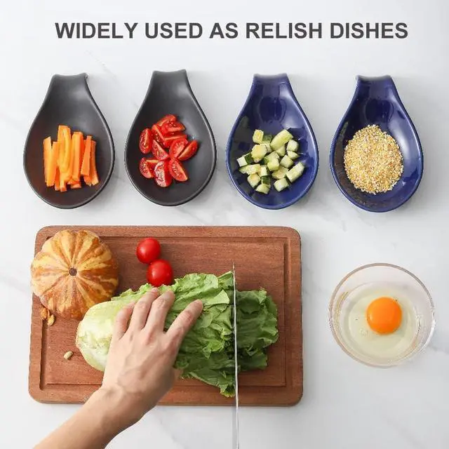 Alt view image 6 of 7 - Nihow Ceramic Spoon Rest for Stove Top/Kitchen Counter,Black | Spoon Holder,Heat Resistant, Dishwasher Safe, Easy Clean,Countertop/Cooking