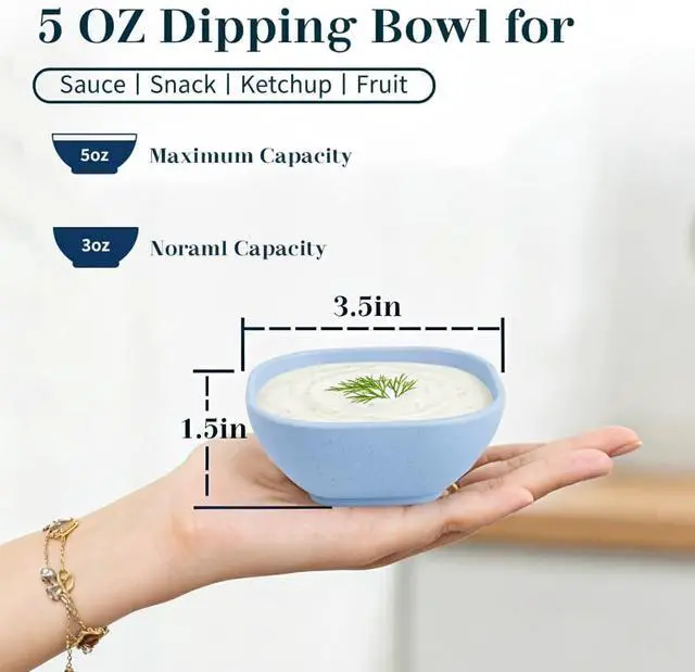 Alt view image 2 of 7 - Soy Sauce Dish 5 OZ, Unbreakable Small Bowls for Dip - Colorful | Chip and Dip Bowl, Wheat Straw Bowl Set of 6, Dipping Sauce Cups for Party, Kitchen, Microwave Safe Dipping Bowls for Ketchup