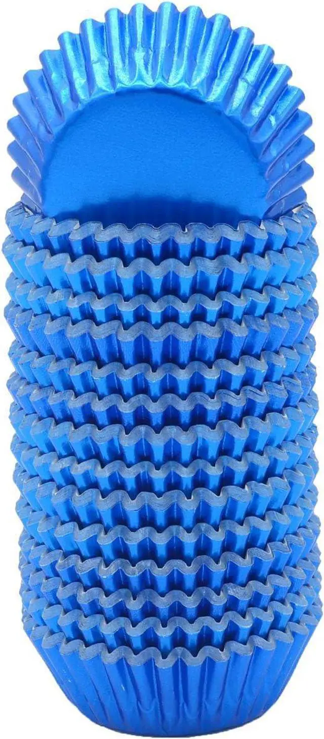 Alt view image 2 of 7 - Mini Blue Foil Cupcake Liners Muffin Baking Cups for Party and More, 300-Count