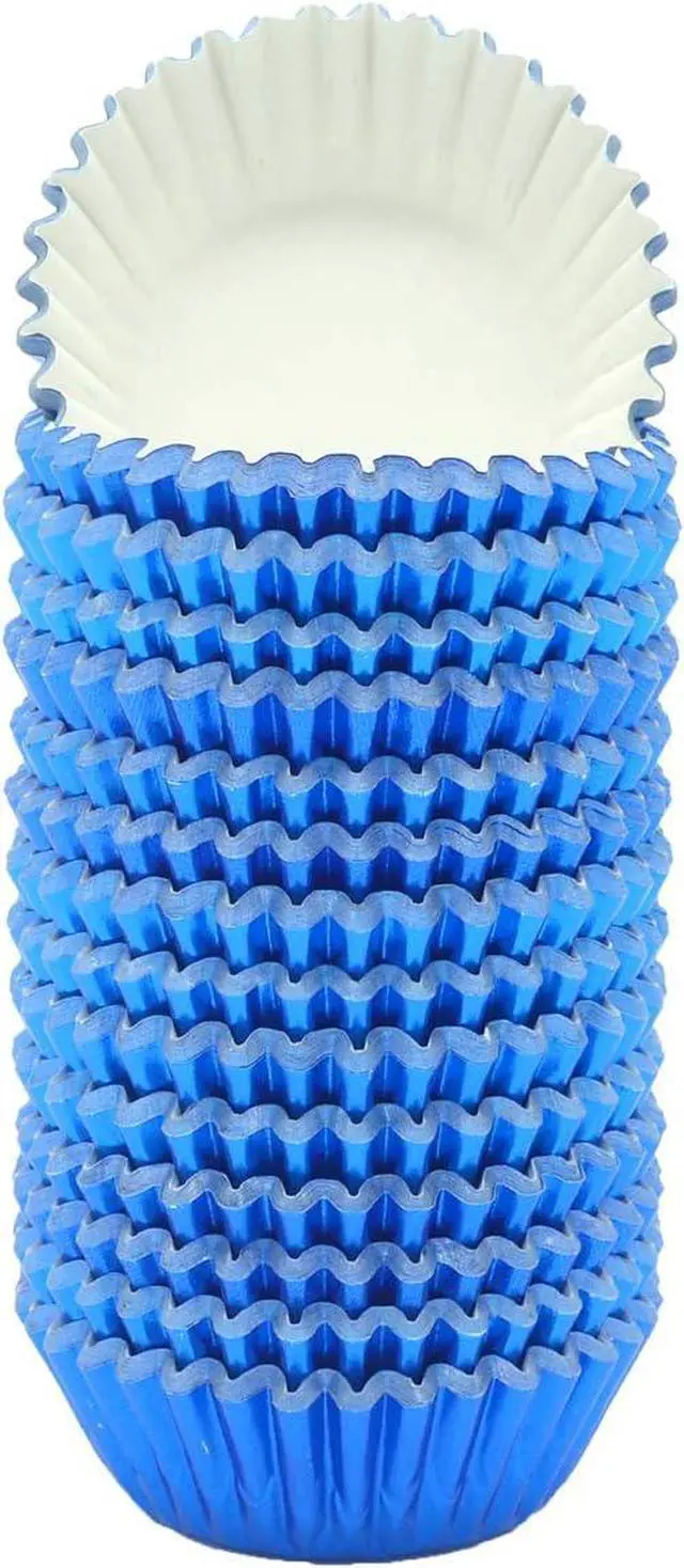 Alt view image 3 of 7 - Mini Blue Foil Cupcake Liners Muffin Baking Cups for Party and More, 300-Count