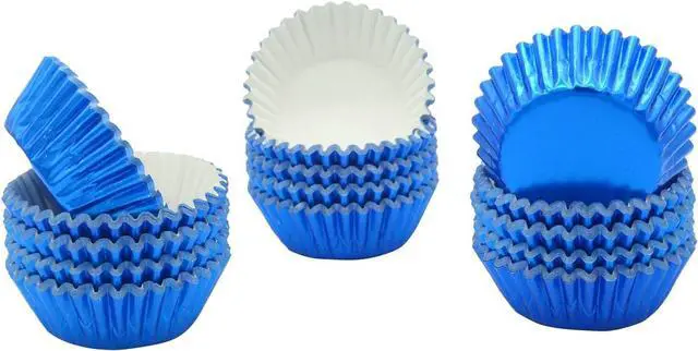 Alt view image 4 of 7 - Mini Blue Foil Cupcake Liners Muffin Baking Cups for Party and More, 300-Count