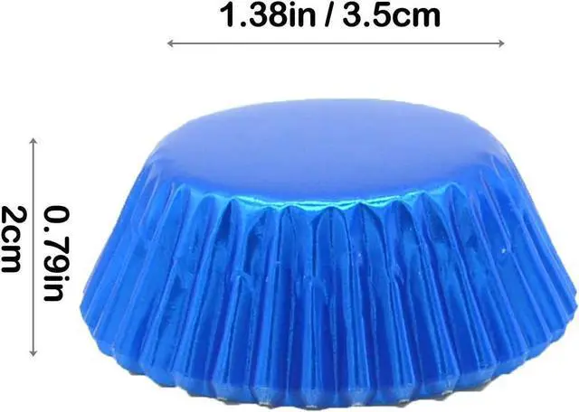 Alt view image 5 of 7 - Mini Blue Foil Cupcake Liners Muffin Baking Cups for Party and More, 300-Count