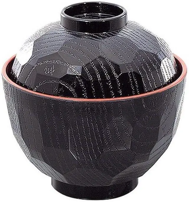 Alt view image 2 of 6 - JapanBargain Japanese Miso Soup Bowls with Lids, Small Traditional Lacquered Bowls, 8.4 oz Authentic Size, Set of 2, Made in Japan