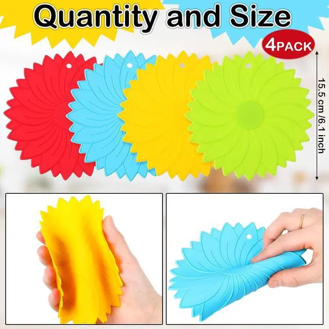 Alt view image 2 of 6 - Maxdot 4 Pcs Large Rubber Jar Opener Pads Non Slip Seniors, Bright Colors | 6.10 Inch Multi Function for Tight Jars and Bottles, Arthritis Friendly for Weak Hands, Heat Resistant Gripper Coaster