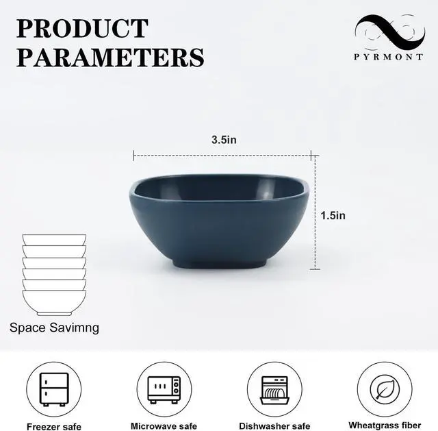 Alt view image 2 of 7 - PYRMONT Wheat Straw Small Bowls Soy Sauce Dishes 5 OZ Small Dessert Bowls Set of 6 Dipping Sauce Cups Mini Prep Bowls Unbreakable Dipping Bowls for Side Dish Ketchup Soy BBQ - Multi color
