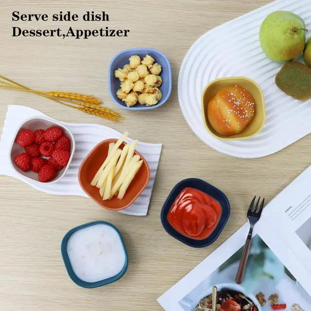 Alt view image 6 of 7 - PYRMONT Wheat Straw Small Bowls Soy Sauce Dishes 5 OZ Small Dessert Bowls Set of 6 Dipping Sauce Cups Mini Prep Bowls Unbreakable Dipping Bowls for Side Dish Ketchup Soy BBQ - Multi color