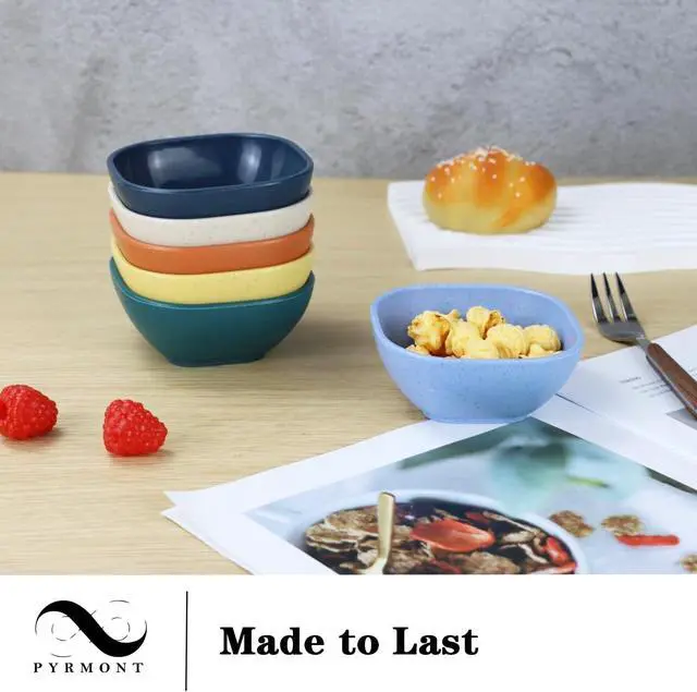 Alt view image 7 of 7 - PYRMONT Wheat Straw Small Bowls Soy Sauce Dishes 5 OZ Small Dessert Bowls Set of 6 Dipping Sauce Cups Mini Prep Bowls Unbreakable Dipping Bowls for Side Dish Ketchup Soy BBQ - Multi color