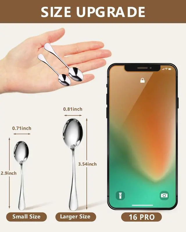 Alt view image 2 of 7 - 6PCS Mini Stainless Steel Spoons (Upgraded Larger Size 3.54 inch) - Small Salt Spoons SUS 304 Food Grade Mini Seasoning Spoon for Powder Spices Jars, Pepper, Sugar, Honey