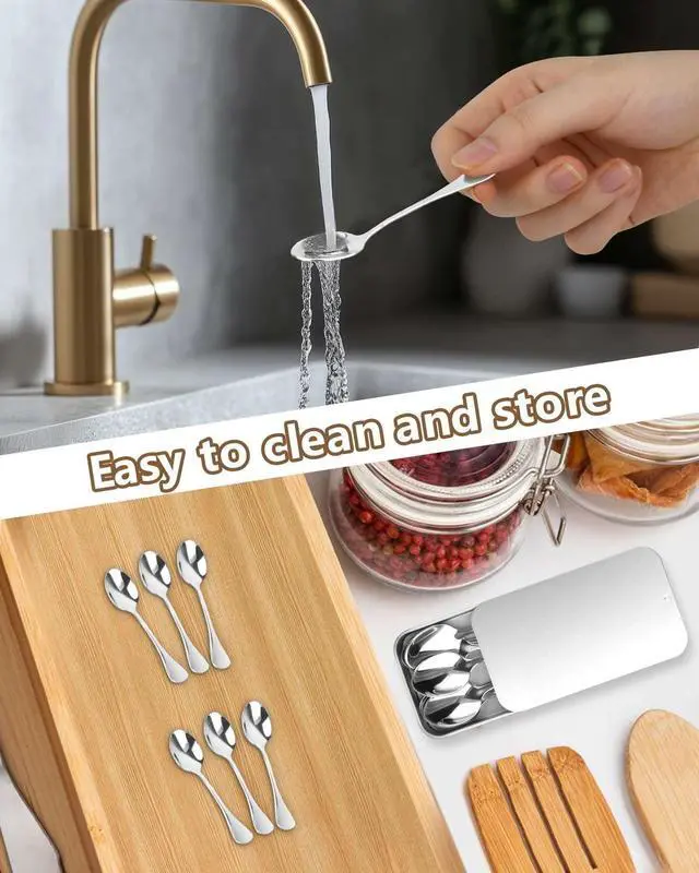 Alt view image 7 of 7 - 6PCS Mini Stainless Steel Spoons (Upgraded Larger Size 3.54 inch) - Small Salt Spoons SUS 304 Food Grade Mini Seasoning Spoon for Powder Spices Jars, Pepper, Sugar, Honey