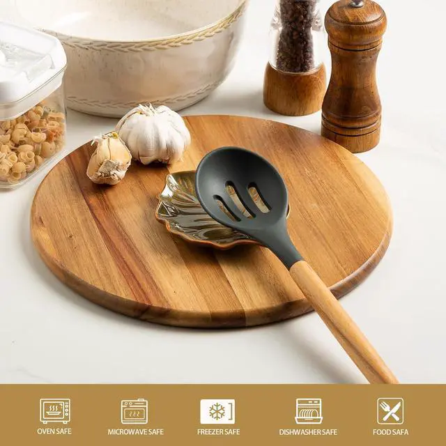 Alt view image 5 of 7 - Mecaikru Ceramic Spoon Rest, 5.1 in Leaf Shape for Stove Top and Counter | Fits spoons, ladles, spatulas and coffee stirrers beside the stove, sink, coffee bar or dining table.