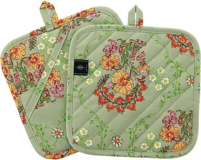 Main image of BONTHEE Pot Holders for Kitchen Heat Resistant Hot Pads for Countertops Oven Pot Holders Cotton Potholders for Kitchen Cooking Baking (Sweet Flowers)
