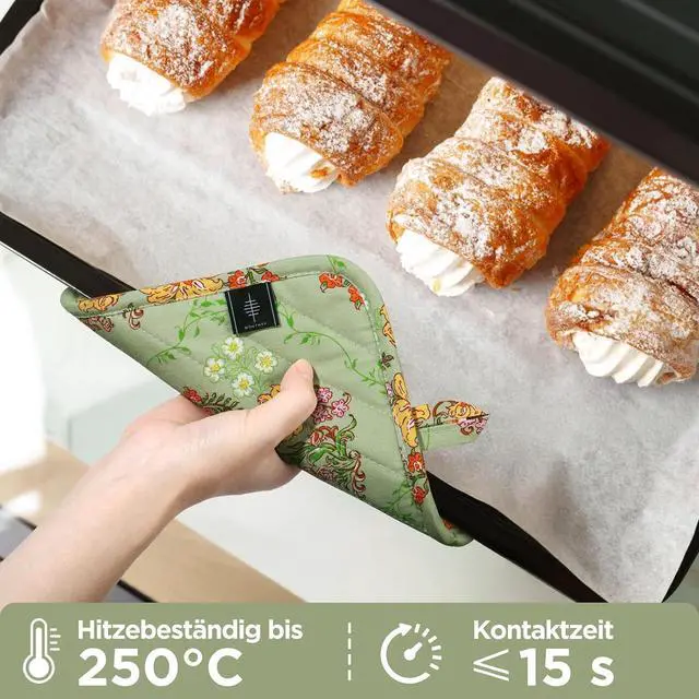 Alt view image 2 of 6 - BONTHEE Pot Holders for Kitchen Heat Resistant Hot Pads for Countertops Oven Pot Holders Cotton Potholders for Kitchen Cooking Baking (Sweet Flowers)