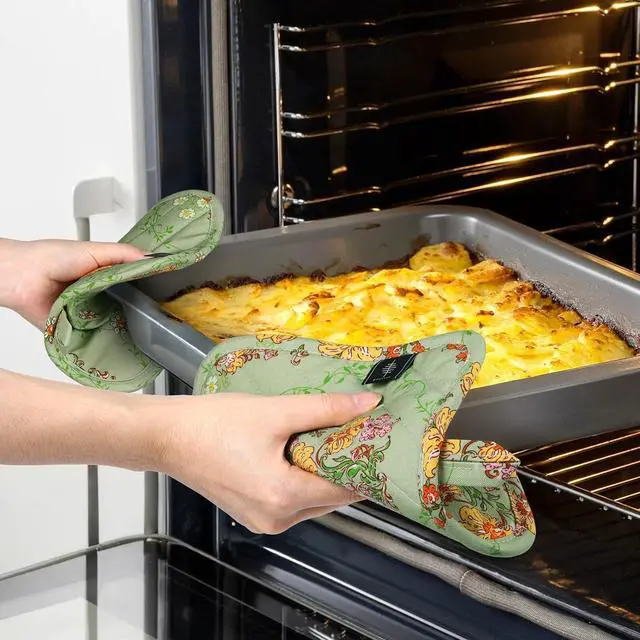 Alt view image 4 of 6 - BONTHEE Pot Holders for Kitchen Heat Resistant Hot Pads for Countertops Oven Pot Holders Cotton Potholders for Kitchen Cooking Baking (Sweet Flowers)