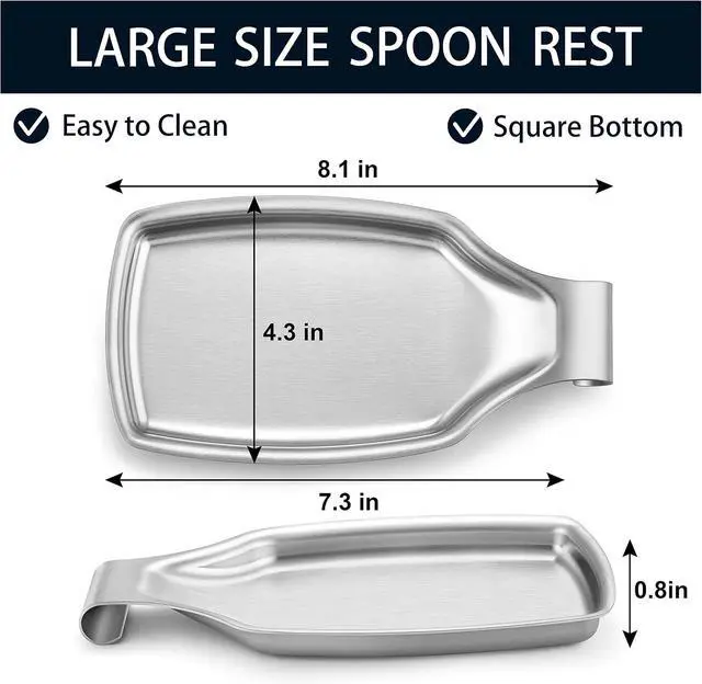 Alt view image 2 of 7 - Stainless Steel Spoon Rest for Kitchen Stove Top, Herogo Large Cooking Utensil Spatula Ladle Holder with Square Bottom, Home Accessories for Kitchen Countertop, Heavy Duty, Dishwasher Safe