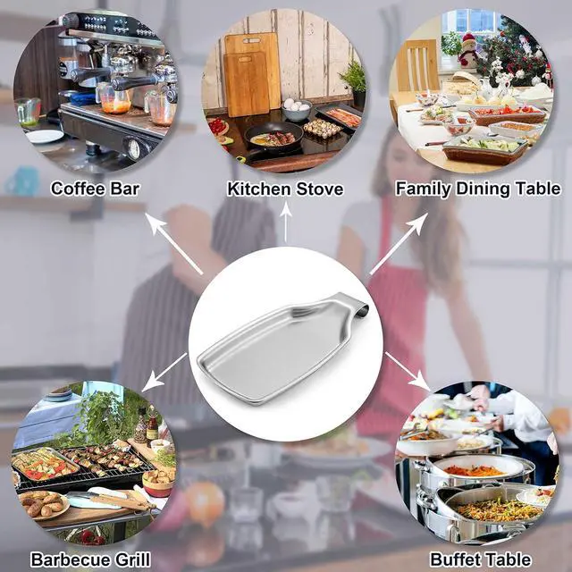 Alt view image 6 of 7 - Stainless Steel Spoon Rest for Kitchen Stove Top, Herogo Large Cooking Utensil Spatula Ladle Holder with Square Bottom, Home Accessories for Kitchen Countertop, Heavy Duty, Dishwasher Safe