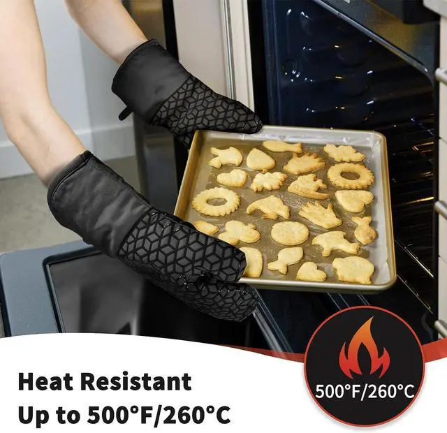 Alt view image 2 of 7 - Oven Mitts and Pot Holders, 500°F Heat Resistant, Black | Oven Mitts Sets, Silicone Oven Gloves Featuring NonSlip Textured Grip, Perfect For Cooking, Baking and Grilling