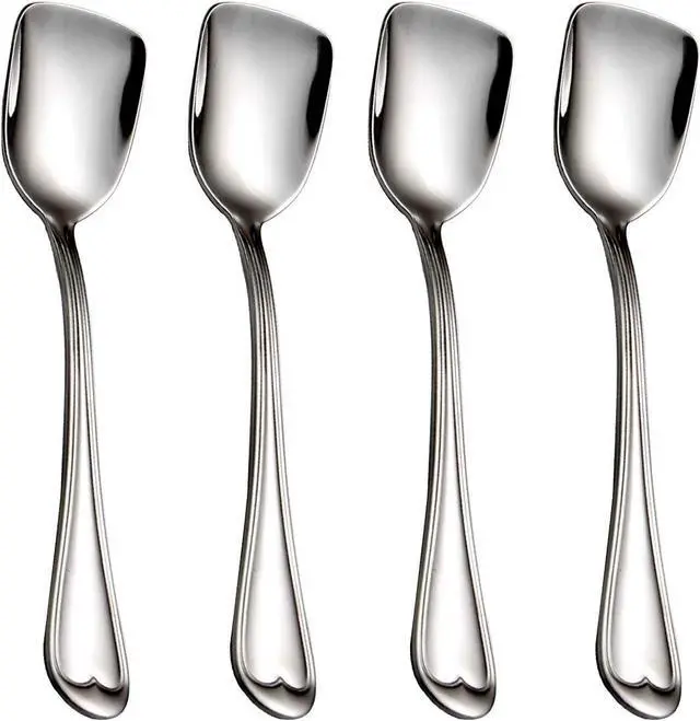 Main image of Dessert Spoons,18/10 Stainless Steel Square Head Spoon, Set of 4