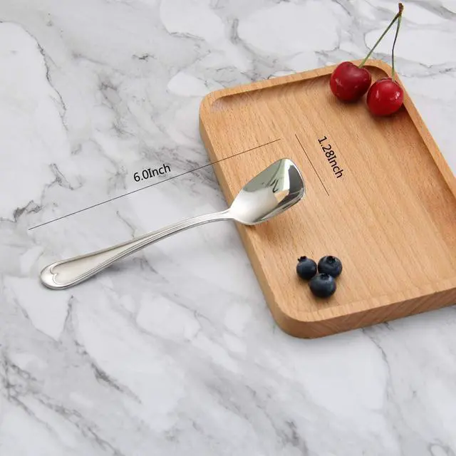 Alt view image 2 of 7 - Dessert Spoons,18/10 Stainless Steel Square Head Spoon, Set of 4