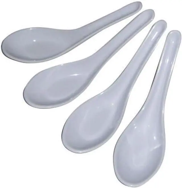 Alt view image 2 of 2 - JapanBargain 3421, Pack of 4 Asian Soup Spoons Japanese Chinese Ramen Pho Wonton Rice Miso Spoon Set, White, Professional Melamine, 5.5 Inch