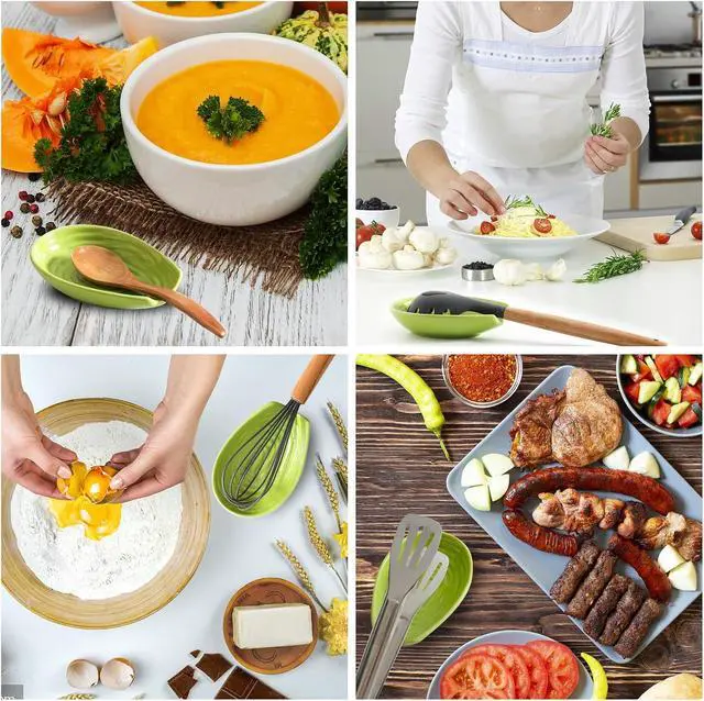 Alt view image 2 of 7 - Spoon Rest for Stove Top, Hasense Spoon Holder for counter protection, Ceramic Utensil Rest for Ladle, Spatula, Tongs, Coffee Bar Accessories, Green