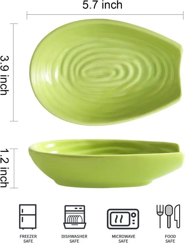 Alt view image 3 of 7 - Spoon Rest for Stove Top, Hasense Spoon Holder for counter protection, Ceramic Utensil Rest for Ladle, Spatula, Tongs, Coffee Bar Accessories, Green
